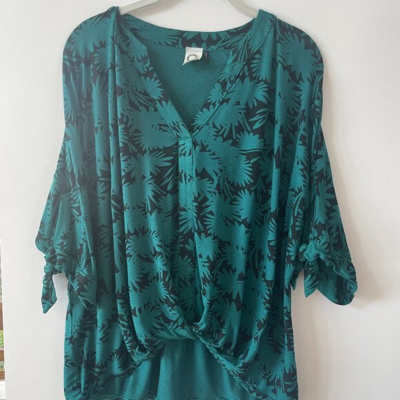 Anthropologie Akemi + Kin Petraea Turquoise and Black Tie Sleeve Dolman Top, XS - Picture 2 of 7